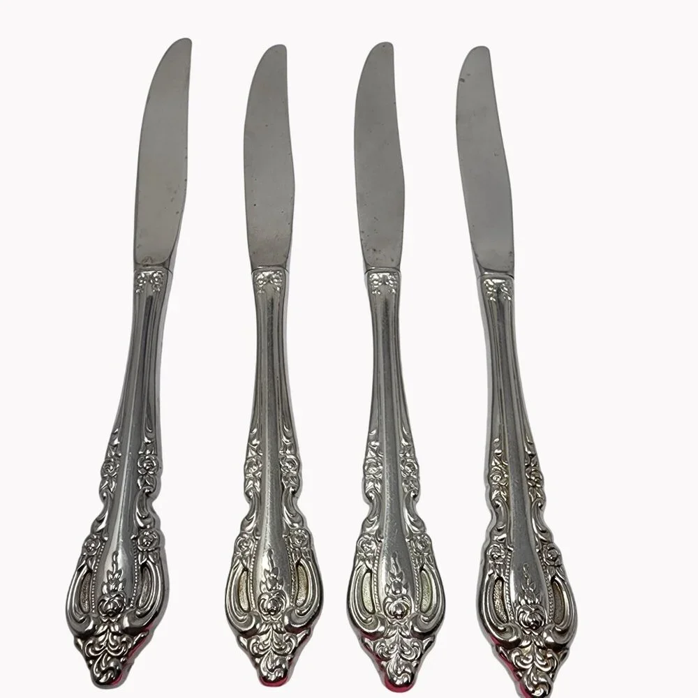 Oneida Brahms Stainless Steel Flatware Knives Set Of 4 Ornate Design